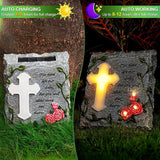 MXwcy Cross Solar Lights Outdoor Garden Memorial Stepping Stone, IP65 Waterproof is Used for Walls or Lawns, A Touching Memorial Gift & Condolence Gifts Grave Decorations for Cemetery