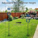 hogardeck Large Wind Spinner Outdoor, 85" Metal Kinetic Wind Spinner with Heavy-Duty Stakes, 360° Rotating Double-Layer Retro Yard Art for Home Outside Garden Lawn Backyard Patio Decor (Blue, Bronze)