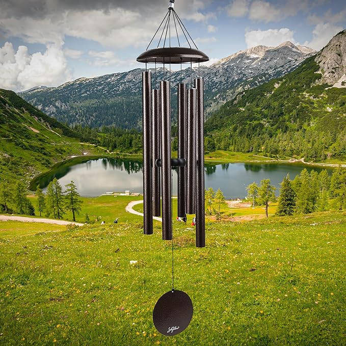 Skylar Aluminum Wind Chimes – 38 Inch Outdoor Wind Chimes with Brushed Copper Finish, Deep Tone Metal Chimes with Adjustable Striker & Wind Sail, Patio, Porch, Garden & Memorial Decor