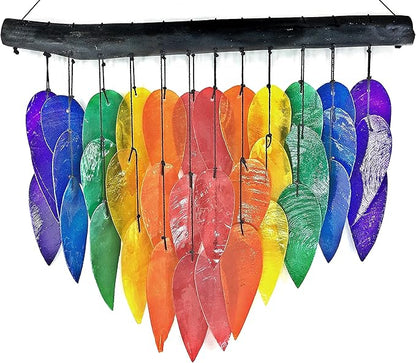Bellaa Handmade Wind Chimes Outdoor, Capiz Seashell Glass, Gental Musical Windchime Outside Garden Decoration, Beach, Gifts for Mom 24506