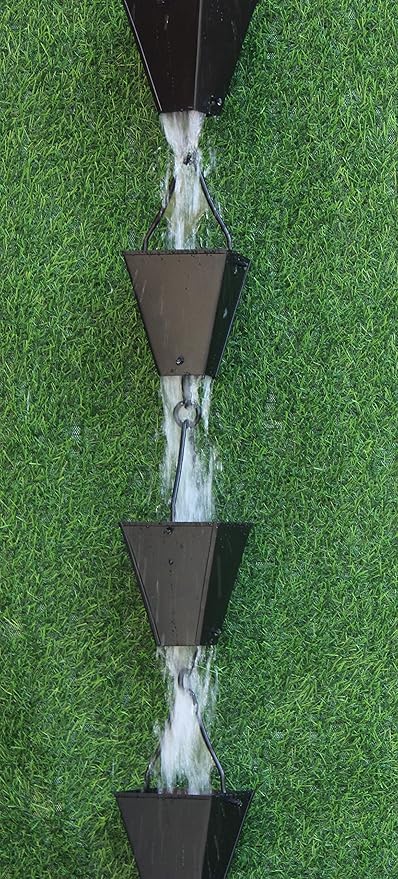 KAM Home Bronze Tapered Square Cups Rain Chain with Installation Kit (Black, 13)