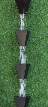 KAM Home Bronze Tapered Square Cups Rain Chain with Installation Kit (Black, 12)