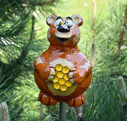 Ceramic Decoration for Garden and Yard | Outdoor Ornament with Stake | Bear | GKR70