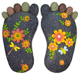 Stepping Stones Garden Decorative Stones for Patio, Deck, Garden or Sidewalk Home Decor Footprint Shaped Stepping Stones Set of 2 （Dark Grey）