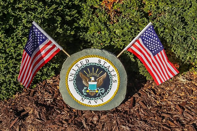 Red Carpet Studios Military Garden Stone with Flags, 10", United States Navy