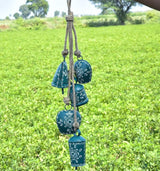 Rustic Cow Bell Wind Chime 25” - 5 Metal Hanging Bells for Christmas, Farmhouse, Porch, Entryway, Bohemian Garden Chime, Vintage Bell Garland, Antique Wind Chimes for Indoor & Outdoor (Green)