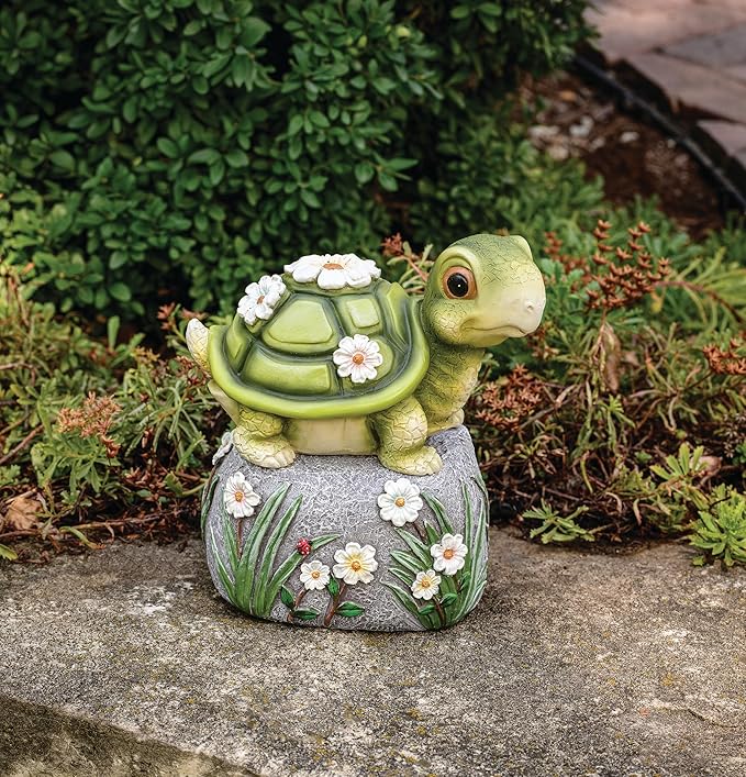 Roman 6.5” Turtle Garden Statue – Yard, Lawn, or Patio Decor – Whimsical Garden Accent