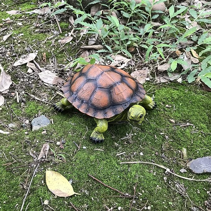 Turtle Tortoise Sculptures, Garden Patio Lawn Yard Art Resin Decorations Outdoor Garden Decor, 8.6 inches Turtle Yard Decorations Outdoor, Full Color 1