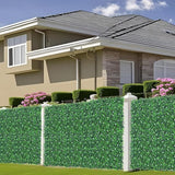 Grooy 71"x 144"(72 sq.ft) Artificial Boxwood Roll Panels with Flowers, UV-Anti Faux Ivy Leaves Privacy Fence Screen, Grass Wall Roll Panels for Indoor Home Decor and Outdoor Garden Backyard