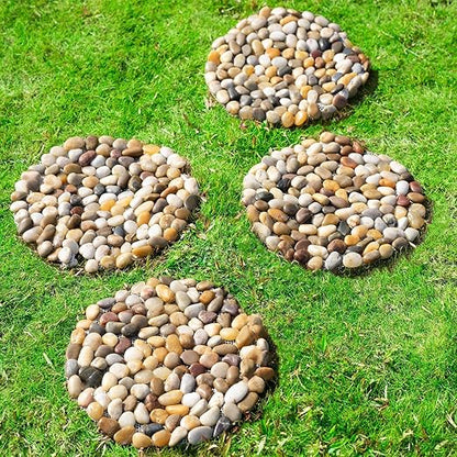 Qualdout River Rocks Stepping Stones Pavers Outdoor for Garden Walkway, Decorative Pebbles Polished Gravel for Backyard Lawn Patio Pathway Landscaping, Set of 6 (Roundness)