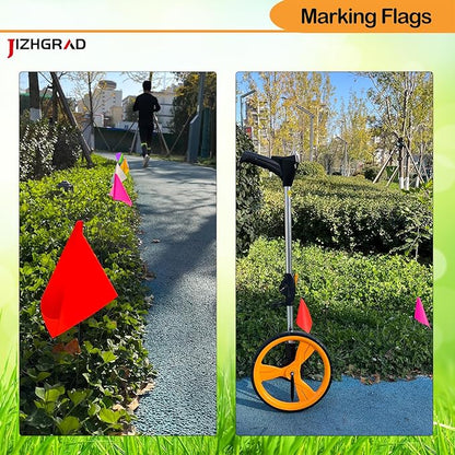 80Pack Red&White&Pink&Yellow Marking Flags, JIZHGRAD 15x4x5 Inch Marker Flags Use for Yard & Lawn, Boundary & Dog Training, Survey & Landscape, Sprinkler & Surveyor, Garden & Construction, High Visibility, Sturdy, Versatile, UV & Weather Resistant