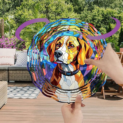 Beagle Dog Wind Spinners Outdoor Dog Memorial Gifts, 3D Metal Kinetic Hanging Garden Wind Spinner, Spinner Decor, Wind Sculptures for Outdoor & Indoor, Window, Yard Decor (Beagle 1)