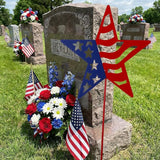Therwen Patriotic Metal Garden Stakes Star Flag Yard Sign 24'' H Memorial Day Outdoor Decoration 4th of July Lawn Sign 250th Holiday Patriotic Decor for Independence Day Pathway American Outside Decor
