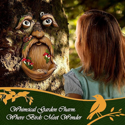 Playful Tree Faces Decor Outdoor (9.9" Tall), Whimsical Tree Decorations Outdoor for Gardens & Yards, Adding Personality to Nature for Your Lawn & Garden Ornaments