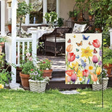 Baccessor Spring Easter Tulip Garden Flag Double Sided 12.5 x 18 Inch Burlap with Clip and Stopper,Daffodil Floral Butterflies Flag Seasonal Farmhouse Front Yard Lawn Outside Outdoor Decoration