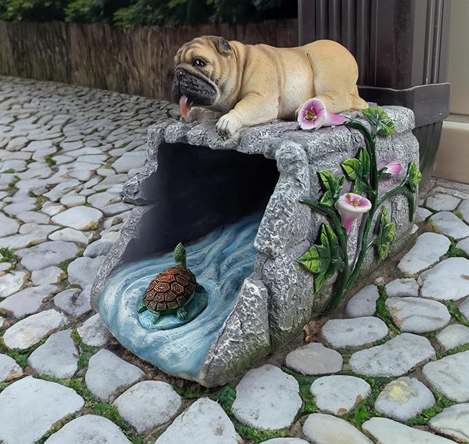 Dog Sculpture Gutter Diverter Rain,Deco Gutter Extension Downspout,Eco-Friendly Resin Statues Gutter Extender Diverter,Splash Block, Perfect Rain Gutter Downspout Extension for 3"x4" Downspouts