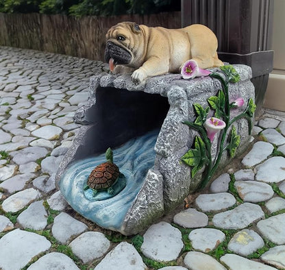 Dog Sculpture Gutter Diverter Rain,Deco Gutter Extension Downspout,Eco-Friendly Resin Statues Gutter Extender Diverter,Splash Block, Perfect Rain Gutter Downspout Extension for 3"x4" Downspouts