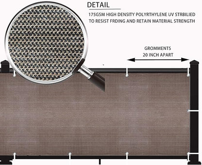 LOVE STORY 2.5' x 10' Brown Balcony Screen Privacy Fence Cover UV Protection (HDPE) Weather-Resistant 3 FT Height Shield for Deck, Patio, Backyard, Outdoor Pool, Porch, Railing