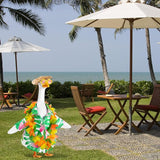DECOHS 4 Pcs/Set Hawaiian Porch Goose Outfits, Summer Lawn Goose Costume, Yard Goose Clothes Hawaiian Wreath with Straw Hat Glasses for 23" Statue Patio Garden Decoration