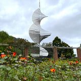 Wind Spinner Metal Garden Spinners Outdoor Garden Art for Backyard Outdoor Hanging Decor and Spinners for Yard and Garden Ornaments 3D Shape (Silver Helix)