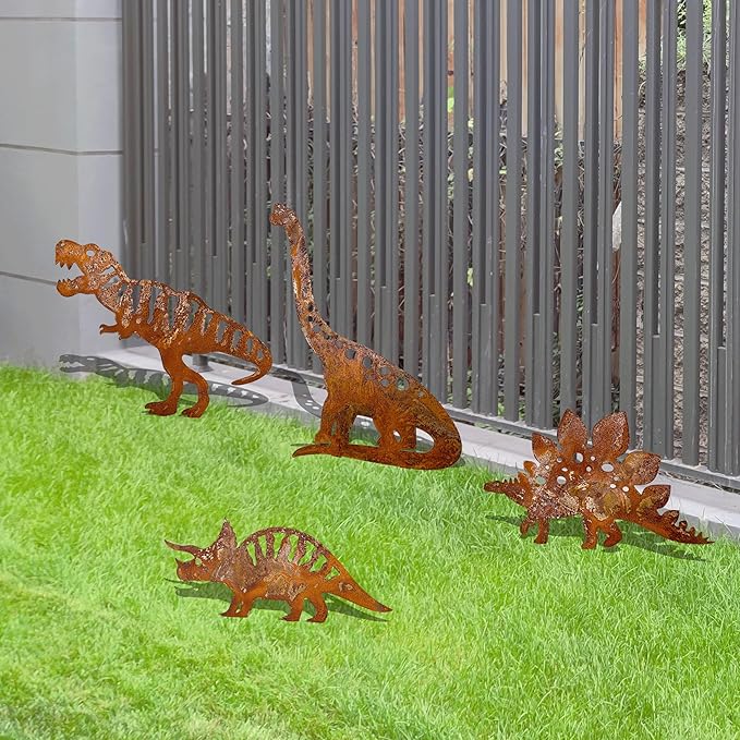 Decorative Dinosaur Garden Statues, Dinosaur Garden Stakes, Yard Lawn Decor – Ideal Outdoor Clearance Gift for Dinosaur Lovers, noxozoqm240510