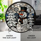 Geometric Snowman Christmas Stained Glass Suncatcher Window Hanging, Gothic Dragon Christmas Ornaments for Fiction Lovers, Dinosaur Room Decor for Nursery New Home Gifts