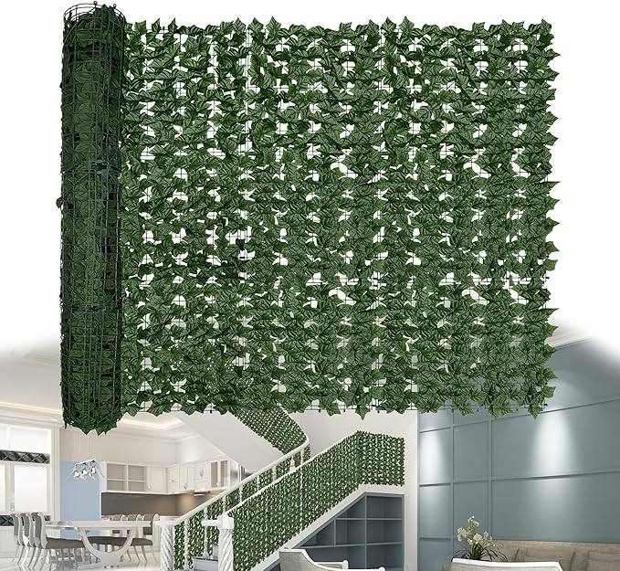 Artificial Ivy Privacy Fence Screen: 40"x 200" (56 Sqft) Anti-Ultraviolet Artificial Hedge Grass Wall, Used for Indoor and Outdoor Green Background, Garden Greening Decoration
