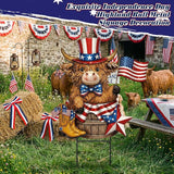 Amyhill 4th of July Highland Cow Outdoor Decor Patriotic Star Metal Garden Stakes Decorative Red White Blue Calf Lovers Yard Signs with Stakes for Independence Day Memorial Day Garden Lawn Decorations