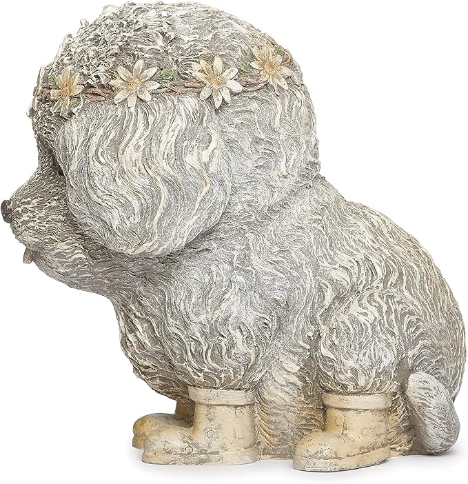 Roman Garden - Dog in Rain Boots Statue, 9H, Pudgy Pals Collection, Resin and Dolomite, Decorative, Garden Gift, Home Outdoor Decor, Durable, Long Lasting