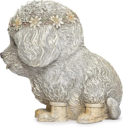Roman Garden - Dog in Rain Boots Statue, 9H, Pudgy Pals Collection, Resin and Dolomite, Decorative, Garden Gift, Home Outdoor Decor, Durable, Long Lasting