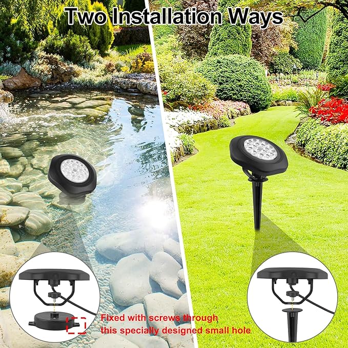 RGB Pond Lights,18 LED Underwater Submersible Fountain Light, Remote Control IP68 Waterproof Color Changing Spotlights Lighting for Fish Aquarium Tank Garden Yard Pool(Set of 4)