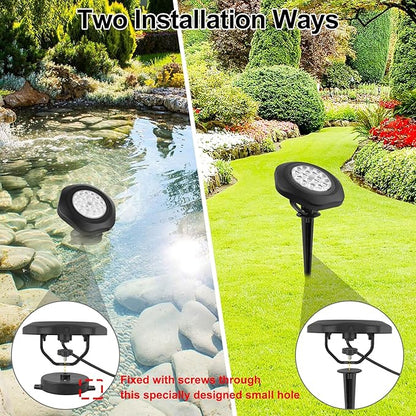RGB Pond Lights with Timer,18 LED Underwater Submersible Fountain Lights,Remote Control IP68 Waterproof Color Changing Spotlights for Fish Aquarium Tank Yard Garden Pool (Set of 5)