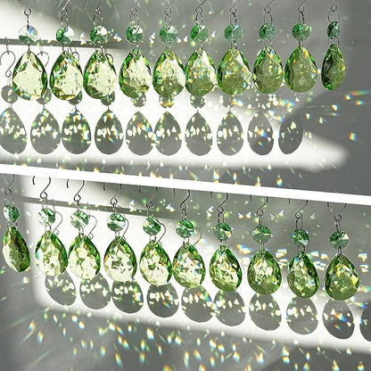 H&D HYALINE & DORA 3Inch Crystal Suncatcher Bauhinia Prisms Pendants 10Pcs Chandelier Crystals Replacement Hanging Sun Catcher Beads for DIY Arts Crafts Decor (Green)