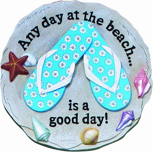 Spoontiques - Garden Décor - Beach Sandals Stepping Stone - Decorative Stone for Garden
