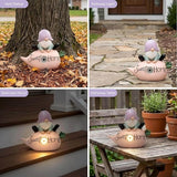 Garden Gnomes Outdoor, Solar Ladybug Gnome Garden Statue & Fairy Garden Accessories, Funny Garden Gnome Yard Ornaments & Lawn Statues, Resin Decor Gnomes Gifts for Women Mom