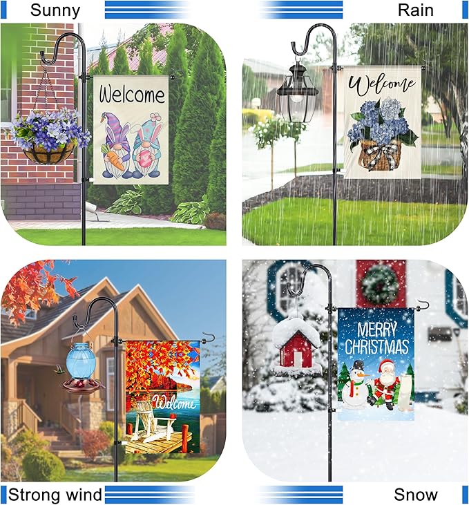 Ottsuls Garden Flag Stand, 2 Pack Heavy Duty Flag Pole Holder with Shepherd Hook for Yard Decoration, 45 INCH Sturdy Yard Flag Post Stake Outdoor Garden Flag Holder for 14''x20'' Flags (Without Flag)