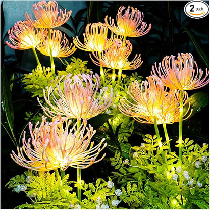Solar Garden Lights, Solar Flowers Lights with Glowing Flowers & Stems, Upgraded Solar Panel, Outdoor Lights for Garden Decoration,Yard Decor and Gift for Mother (4 Pack)