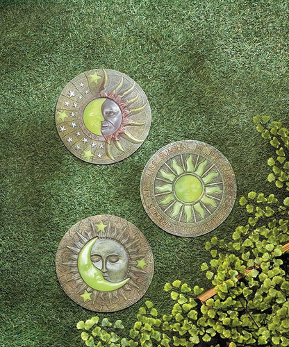 Zingz & Thingz Outdoor Garden Collection Colorful Stepping Stone, 10.25x10.25x0.5, Sun & Moon