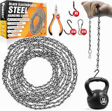 [Upgraded] 79” Black Electroplated Steel Hanging Chain with S-Hooks, Snap Hooks, Ceiling Hooks & Pliers, 33LBS Load Capacity, Adjustable Length for Hanging Bird Feeders, Planters, Lanterns, Billboards