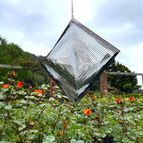Wind Spinner Metal Garden Spinners Outdoor Garden Art for Backyard Outdoor Hanging Decor and Spinners for Yard and Garden Ornaments 3D Shape (Silver Diamond)
