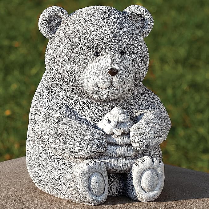 Roman Garden - Bear with Honey Statue, 7.75" H, Pudgy Pals Collection, Resin and Dolomite, Decorative, Garden Gift, Home Outdoor Decor, Durable, Long Lasting