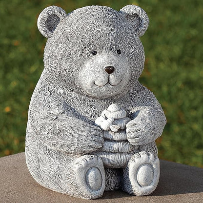 Roman Garden - Bear with Honey Statue, 7.75" H, Pudgy Pals Collection, Resin and Dolomite, Decorative, Garden Gift, Home Outdoor Decor, Durable, Long Lasting