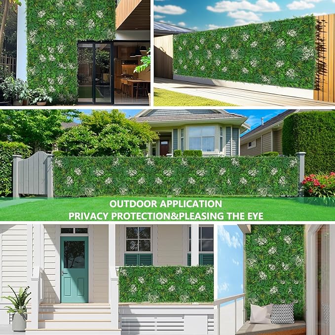 Grooy 20"X20" Artificial Grass Wall, 8PCS Boxwood Panels UV-Protected Faux Grass Backdrop Wall,Greenery Privacy Hedge Screen for Outdoor Garden Patio, Indoor Party Balcony Fence Decor