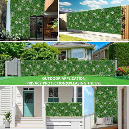 Grooy 20"X20" Artificial Grass Wall, 16PCS Boxwood Panels UV-Protected Faux Grass Backdrop Wall,Greenery Privacy Hedge Screen for Outdoor Garden Patio, Indoor Party Balcony Fence Decor