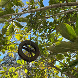 Things2Die4 78-Inch Metal Rain Chain with 6 Water Wheels & Weighted Bell, Rustic Brown Finish, Decorative Downspout Alternative for Rainwater Collection, Outdoor Garden Décor