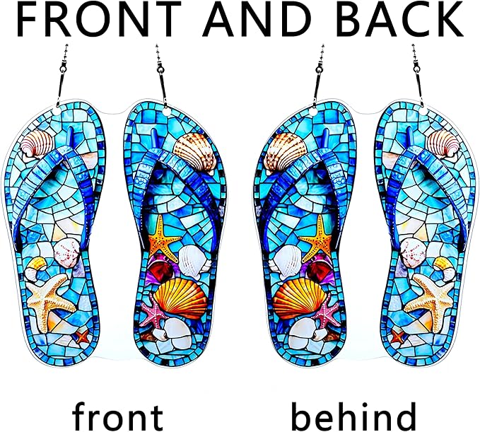 Slippers Shells Starfish Ornaments Colorful Window Hanging Decorations Home Wall Decor for Indoor Outdoor