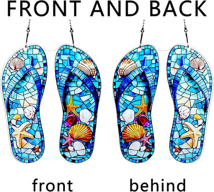 Slippers Shells Starfish Ornaments Colorful Window Hanging Decorations Home Wall Decor for Indoor Outdoor
