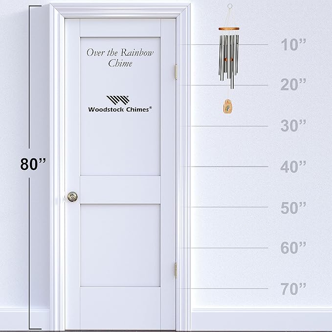 Woodstock Wind Chimes for Outside, Garden Decor, Outdoor Decor for Your Patio and Front Porch (27") Silver Wind Chime, Over The Rainbow Chime (Over)