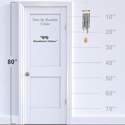 Woodstock Wind Chimes for Outside, Garden Decor, Outdoor Decor for Your Patio and Front Porch (27") Silver Wind Chime, Over The Rainbow Chime (Over)