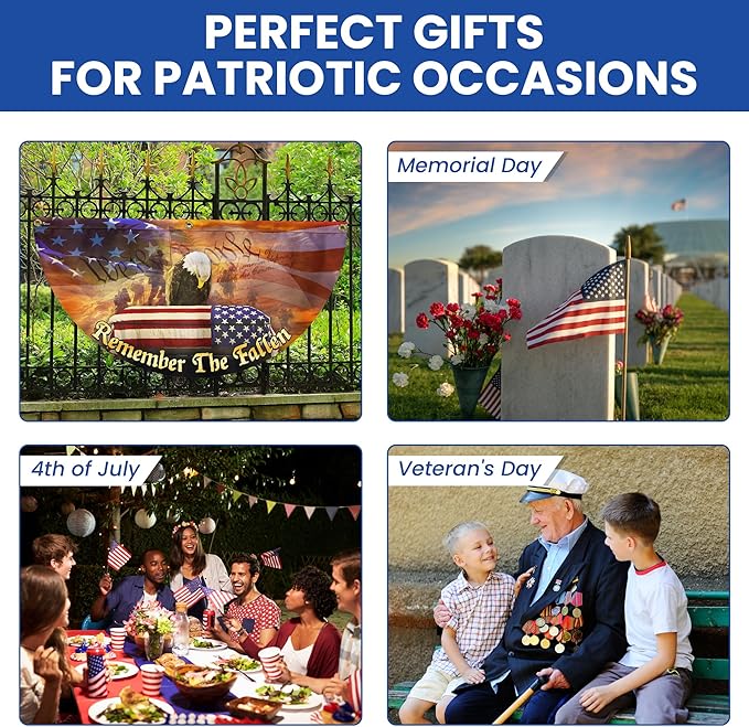 FLAGWIX American Army Veteran Flag - Non-Pleated American Fan Flag Bunting 3x6 ft - Veteran Gifts for Men Women, Patriotic 4th of July Memorial Day Decorations Outdoor for Home Garden Decor